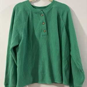 Old Navy Green Waffle Knit Henley Top